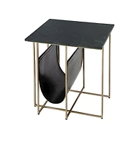 Butler Specialty Stephanik 20.25 in. W Rectangular Marble and Leather Magazine Side Table