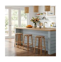 Butler Specialty Ballito Seat Height Oval Rattan Bar Stool with Footrest