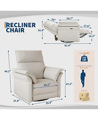 gaomon Power Recliner Glider Chair with Smooth Swivel and Rocking Motion Recline Usb Charging Port Premium Chenille Fabric and Double Armrests