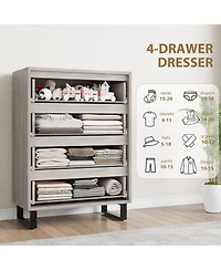 gaomon 41.5" Tall 4-Drawer Vertical Cabinet, Freestanding Wooden Closet Storage Chest for Living Room Hallway Entryway