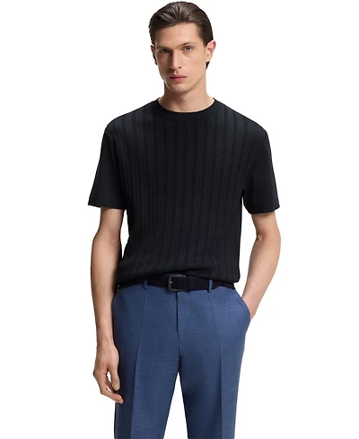 Boss by Hugo Men's Cotton-Silk Cable-Knit T-Shirt