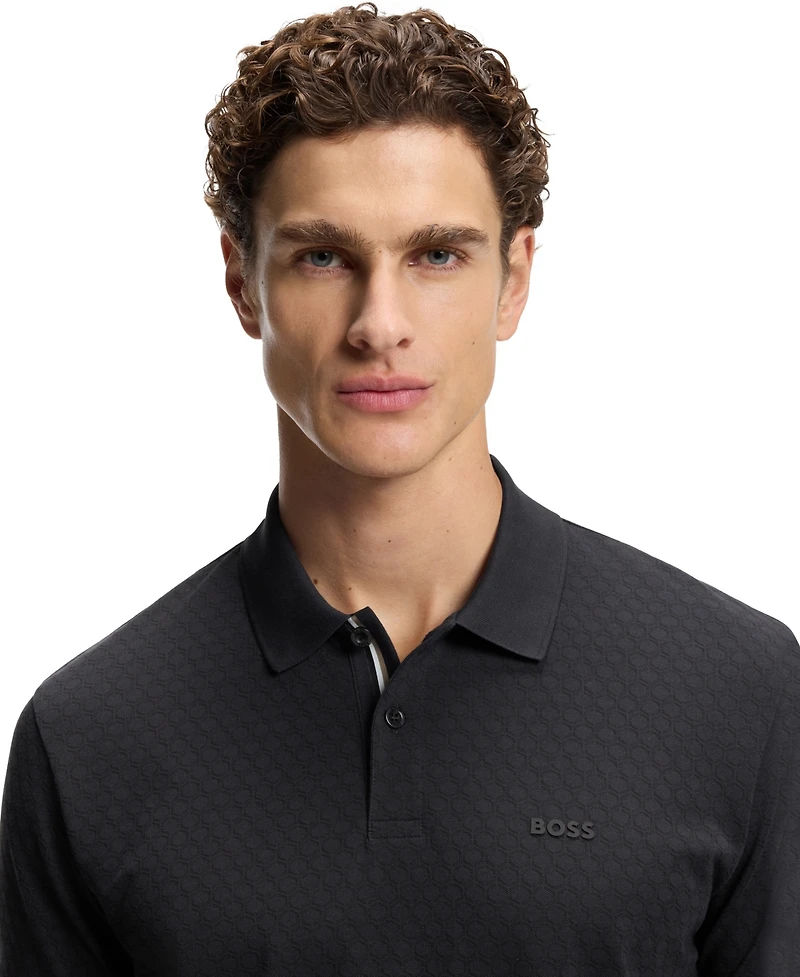 Boss by Hugo Men's Cotton-Pique Printed Pattern Polo Shirt