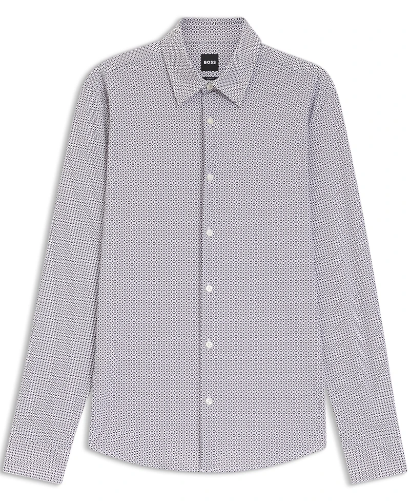 Boss by Hugo Men's Printed Performance-Stretch Jersey Slim-Fit Dress Shirt