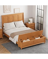 Streamdale Furniture Queen Sleigh Bed Frame with Tall Headboard and 64" Storage Bench