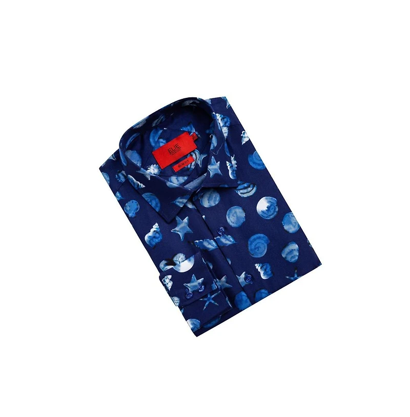 Elie Balleh Men's Slim Fit Sea Shell Print Shirt