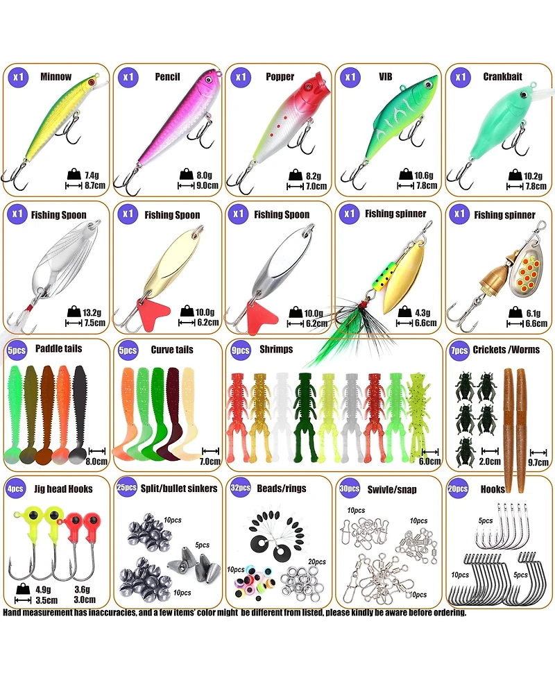 Gnuadz Fishing Lures Tackle Box Kit Crankbaits Spoon Hooks Weights