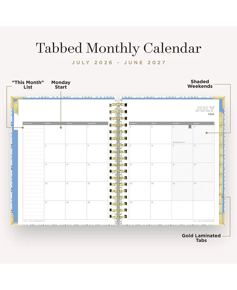 Gnuadz Academic Year Planner Weekly 2026-2027 Wirebound Tabs Stickers Ruler