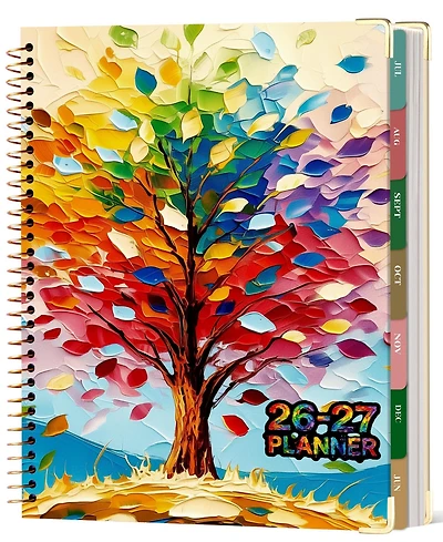 Gnuadz Planner 18 Month Weekly Monthly Calendar Tabs Hardcover Spiral Colorful Art Tree Agenda Teacher Work School 2026-2027