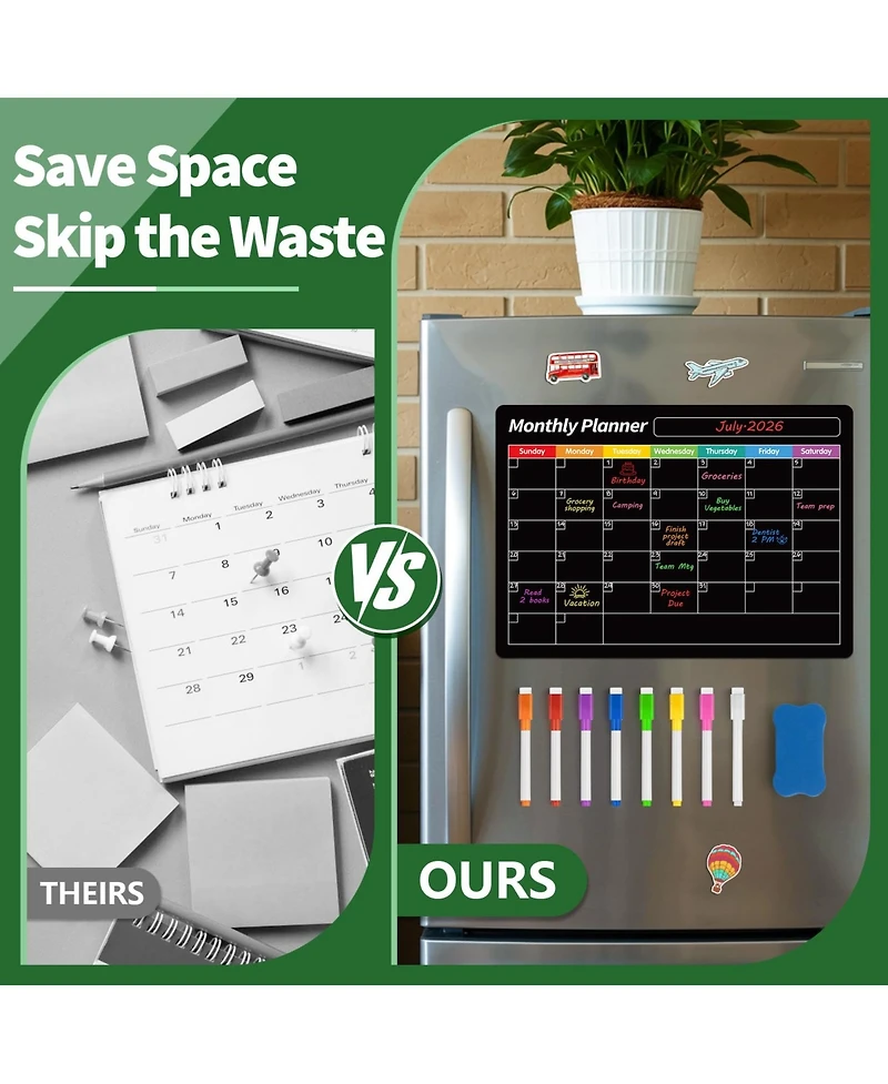 Gnuadz Magnetic Calendar Whiteboard Monthly Planner Fridge