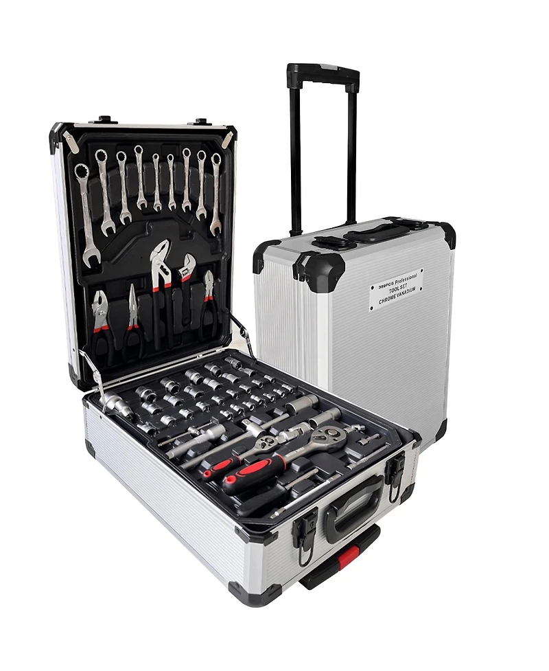 Sugift 399-Piece Rolling Tool Set, Home Repair Tools with 4 Drawers, Wheels, and Aluminum Case