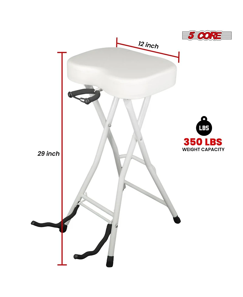 5 Core Guitar Stool Padded Chair Foldable Heavy Duty Music Seat Built in Foot Rest Guitar Stand