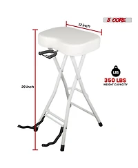 5 Core Guitar Stool Padded Chair Foldable Heavy Duty Music Seat Built in Foot Rest Guitar Stand