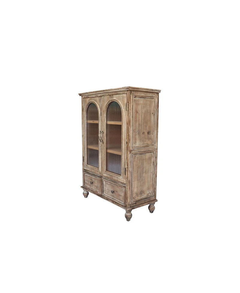 Streamdale Furniture Farmhouse Distressed Wood Kitchen Pantry Cabinet with Glass Doors and Drawers