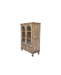 Streamdale Furniture Farmhouse Distressed Wood Kitchen Pantry Cabinet with Glass Doors and Drawers