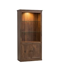 Streamdale Furniture 4-Tier Farmhouse Display Shelf with Led Lights and Glass Shelves