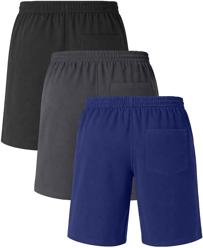 Galaxy By Harvic Men's Performance Training Shorts with Zipper Pockets, 3-Pack
