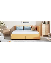 Streamdale Furniture Full Size Upholstered Daybed with 2 Storage Drawers, Linen