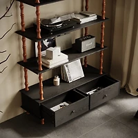 Streamdale Furniture 5-Tier 74.4 Inch Tall Modern Wood Bookcase with Storage Drawers