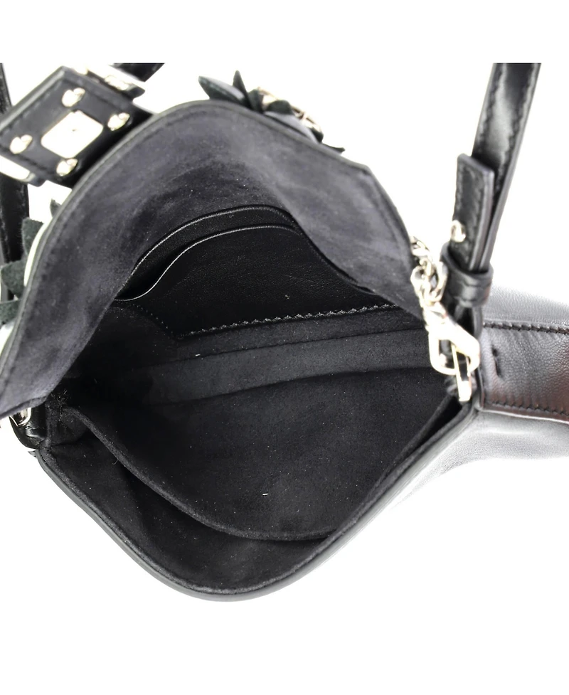 Pre-Owned Fendi Micro Baguette Bag Embellished Leather