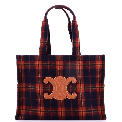 Pre-Owned Celine Large Cabas Thais Tote Tartan Wool