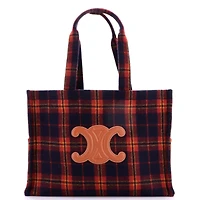 Pre-Owned Celine Large Cabas Thais Tote Tartan Wool