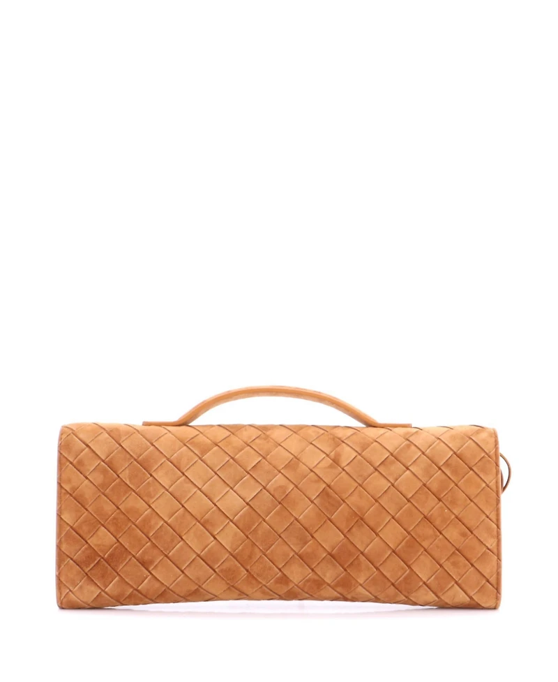 Pre-Owned Bottega Veneta Long Andiamo Top Handle Clutch Intrecciato Suede