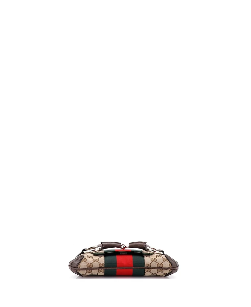 Pre-Owned Gucci Small Horsebit Nm Web Chain Clutch Gg Canvas