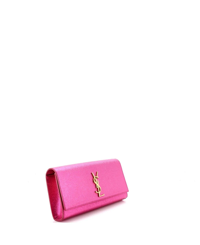 Pre-Owned Saint Laurent Long Classic Monogram Clutch Metallic Calfskin