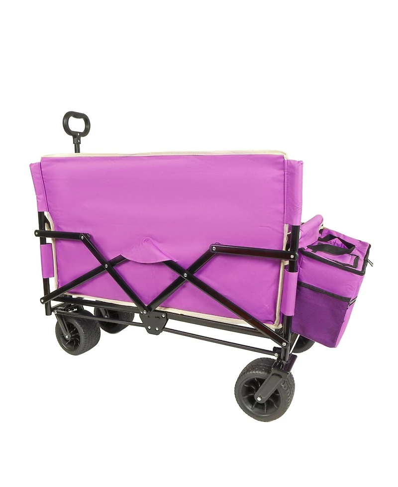 Streamdale Furniture 3-in-1 Folding Wagon Cart with Bench Seat, 500lbs Capacity