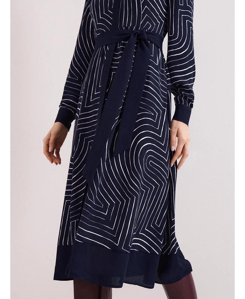 Phase Eight Women's Charlotte Long-Sleeve Belted Midi Dress