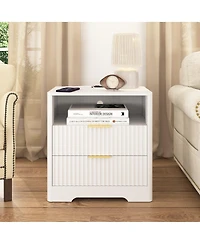 Streamdale Furniture Nightstand with Charging Station, Smart Night Light and Storage Cabinet