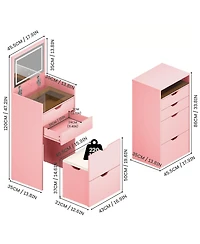 Streamdale Furniture 3-in-1 Multifunctional Dressing Table Set with Mirror, Drawers