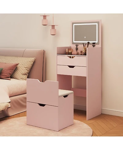 Streamdale Furniture 3-in-1 Multifunctional Dressing Table Set with Mirror, Drawers