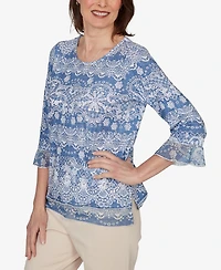 Alfred Dunner Women's Camden Market Lacey Striped Knit Top