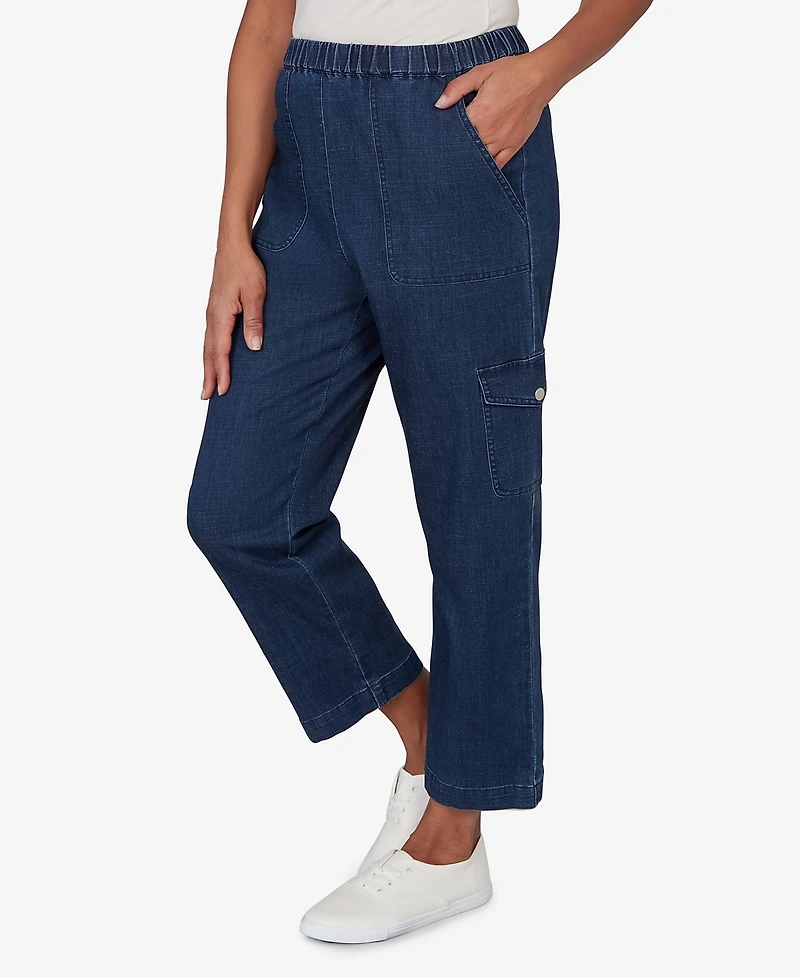 Alfred Dunner Women's Indigo Girls Pull-On Cargo Pocket Jeans