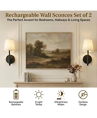 Bell + Howell Set of 2 Scallop Shade Dimmable Led Rechargeable Cordless Touch Control Lights Wall Sconces