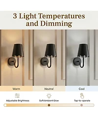 Bell + Howell Set of 2 Metal Scallop Shade Dimmable Led Rechargeable Cordless Touch Control Lights Wall Sconces