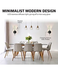 Bell + Howell Pleated Shade Dimmable Led Rechargeable Cordless Touch Control Lights Wall Sconces