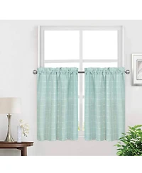 Kate Aurora 3 Piece Claire Embroidered Cafe Rod Pocket Kitchen Curtain Tier And Valance Set
