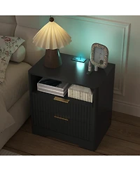 Streamdale Furniture Smart Nightstand with Charging Station, Night Light, and Storage