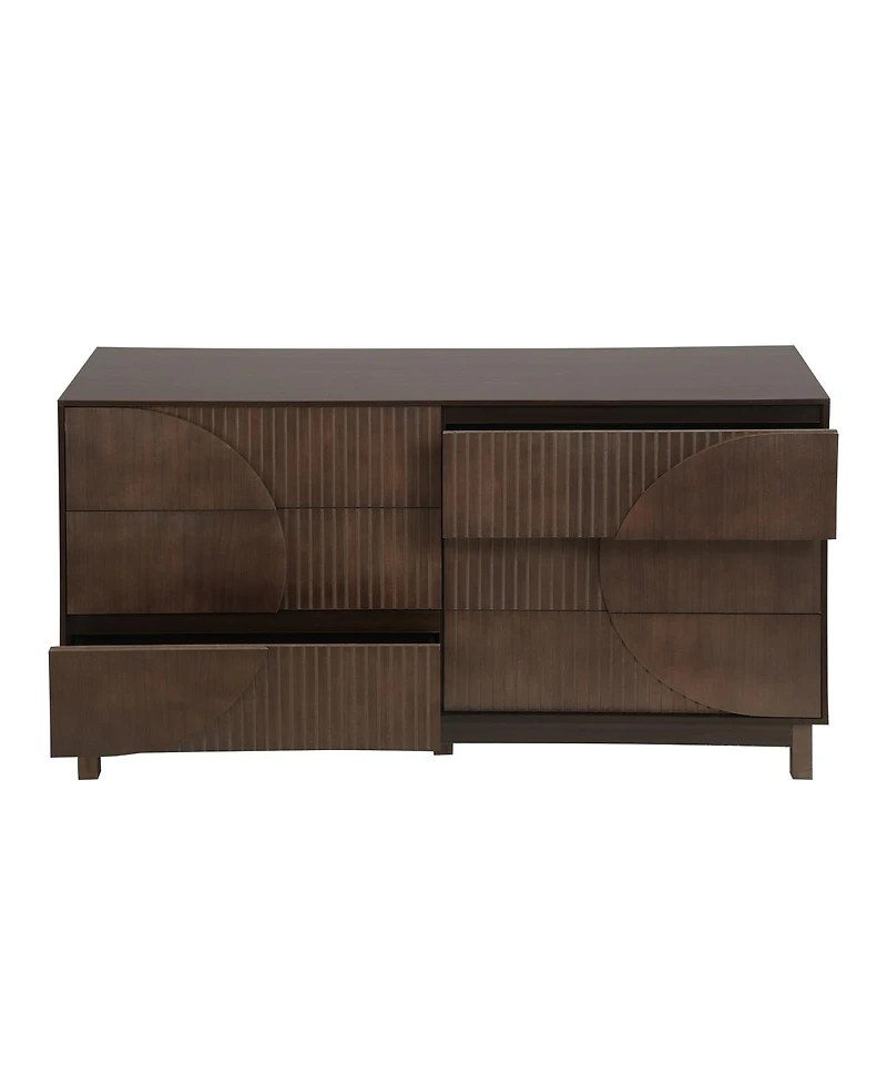 Streamdale Furniture 6-Drawer Fluted Wood Dresser and Tv Stand, 60" Wide