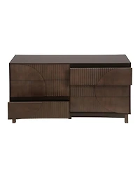Streamdale Furniture 6-Drawer Fluted Wood Dresser and Tv Stand, 60" Wide