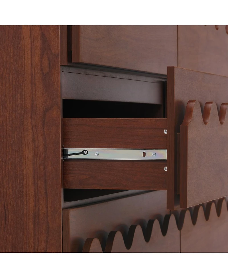 Streamdale Furniture 60" 6-Drawer Wave Front Dresser and Tv Stand