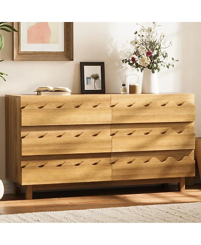 Streamdale Furniture 60" 6-Drawer Wave Front Dresser and Tv Stand