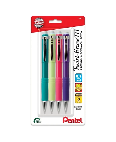 Pentel Twist-Erase Iii Mechanical Pencil, 4-packs, 0.7 mm, Medium