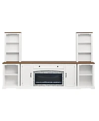 Streamdale Furniture 3-Piece Electric Fireplace Entertainment Center for TVs Up to 70", Walnut