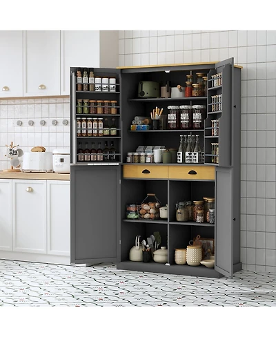Streamdale 40.2" Freestanding Kitchen Pantry Cabinet with 2 Drawers and Adjustable Shelves