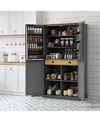 Streamdale 40.2" Freestanding Kitchen Pantry Cabinet with 2 Drawers and Adjustable Shelves