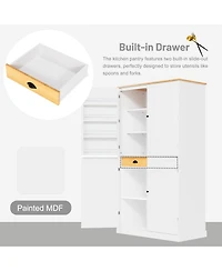 Streamdale Furniture Freestanding Kitchen Pantry Cabinet with 2 Drawers and Adjustable Shelves