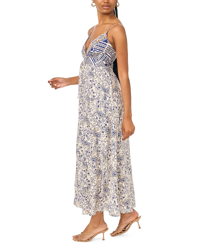 Msk Women's Flowy Tie-Front V-Neck Midi Dress
